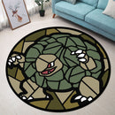 Golem Pokemon Stained Glass Round Rug