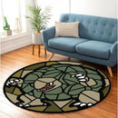 Golem Pokemon Stained Glass Round Rug