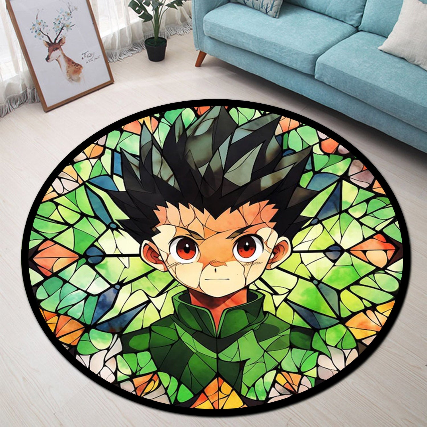 Gon Freecss Hunter X Hunter Japan Anime Stained Glass Round Rug