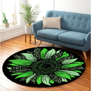 Green Cheetah Sunflower Round Rug