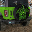 Green Hibiscus Sea Turtle Custom Jeep Wheel Cover With Camera Hole