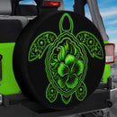 Green Hibiscus Sea Turtle Custom Jeep Wheel Cover With Camera Hole