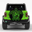 Green Hibiscus Sea Turtle Custom Jeep Wheel Cover With Camera Hole