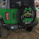Green Jeep Girl American Flag Car Spare Tire Cover