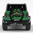 Green Jeep Girl American Flag Car Spare Tire Cover