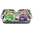 Green & Purple M&M Chocolate Custom Car Windshield Sunshades