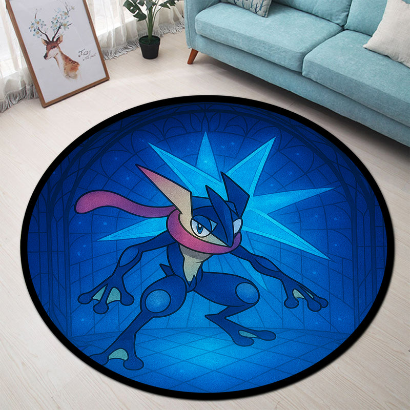 Greninja Pokemon Stained Glass Round Rug