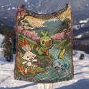 Grookey Scorbunny Sobble Pokemon Woven Throw Blanket