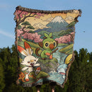 Grookey Scorbunny Sobble Pokemon Woven Throw Blanket