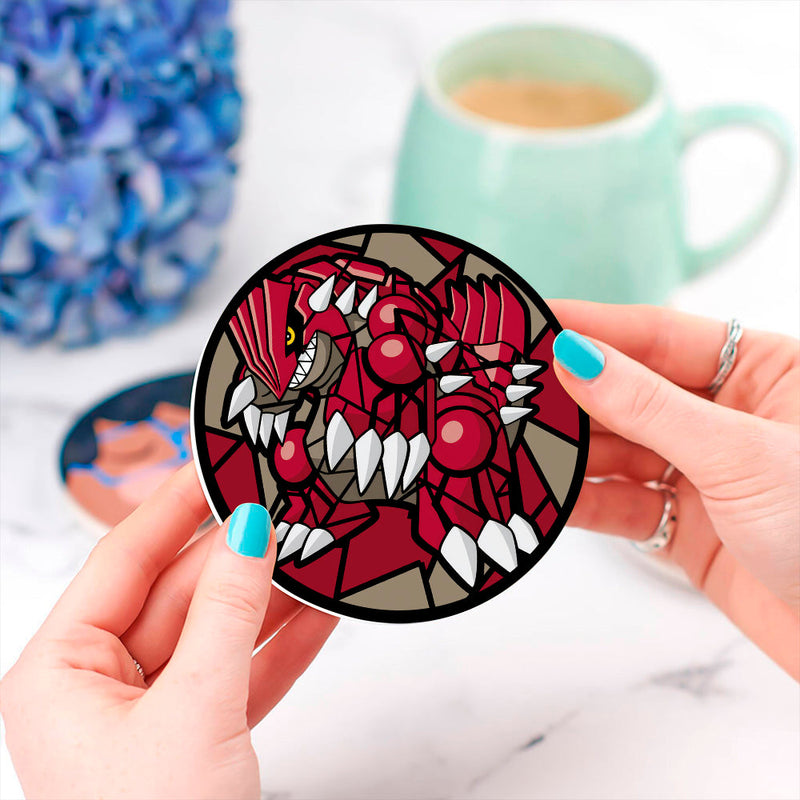 Groudon Pokemon Stained Glass Decor Coaster - Gift Idea