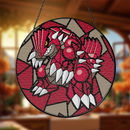 Groudon Pokemon Round Stained Glass Suncatcher