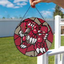 Groudon Pokemon Round Stained Glass Suncatcher