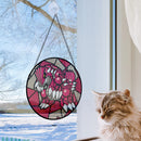 Groudon Pokemon Round Stained Glass Suncatcher