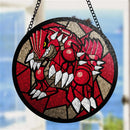 Groudon Pokemon Round Stained Glass Suncatcher