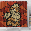 Growlithe Pokemon Stained Glass Shower Curtain