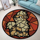 Growlithe Pokemon Stained Glass Round Rug