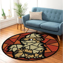 Growlithe Pokemon Stained Glass Round Rug