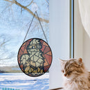 Growlithe Pokemon Round Stained Glass Suncatcher