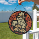 Growlithe Pokemon Round Stained Glass Suncatcher