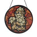 Growlithe Pokemon Round Stained Glass Suncatcher