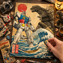 Gundam vs God The Great Wave Art Jigsaw Puzzle