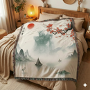 Gundam Robot Japan Landscape Woven Throw Blanket