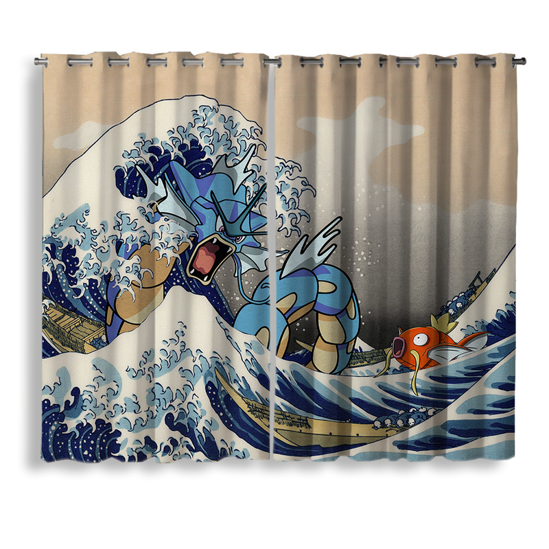 Gyarados Magikarp The Great Wave Japan Pokemon Window Curtain