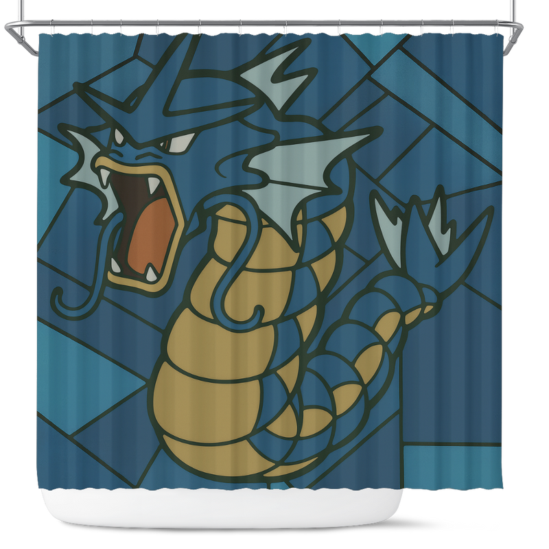 Gyarados Stanied Glass Pokemon Shower Curtain