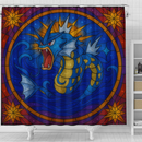 Gyarados Pokemon Stained Glass Shower Curtain