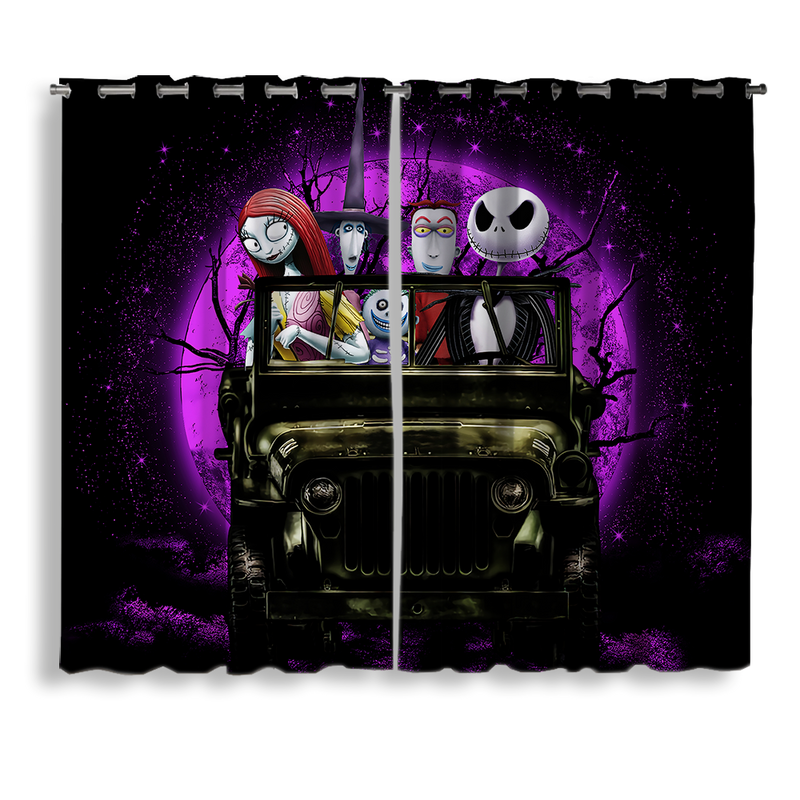 Halloween Nightmare Before Christmas Moonlight Drive Jeep Funny Window Curtain