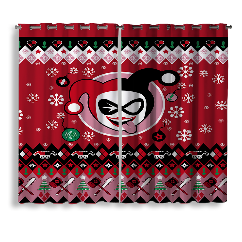 Harley Quinn Christmas Window Curtain