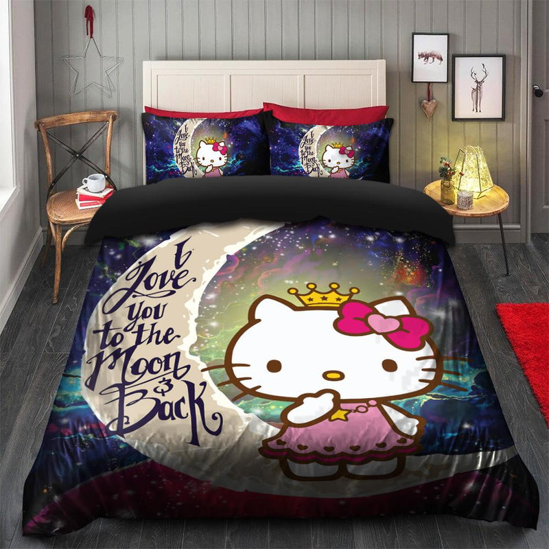 Hello Kitty Love You To The Moon Galaxy Bedding Set Duvet Cover And 2 Pillowcases Nearkii