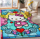 Hello Kitty Angle Love Stained Glass Rectangular Area Rug