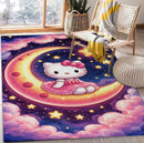 Hello Kitty Sitting On The Moon Rectangular Area Rug