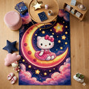 Hello Kitty Sitting On The Moon Rectangular Area Rug