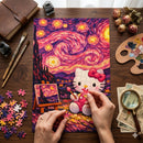 Hello Kitty Starry Night Pink Painting Jigsaw Puzzle