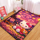Hello Kitty Starry Night Pink Painting Rectangular Area Rug