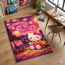 Hello Kitty Starry Night Pink Painting Rectangular Area Rug