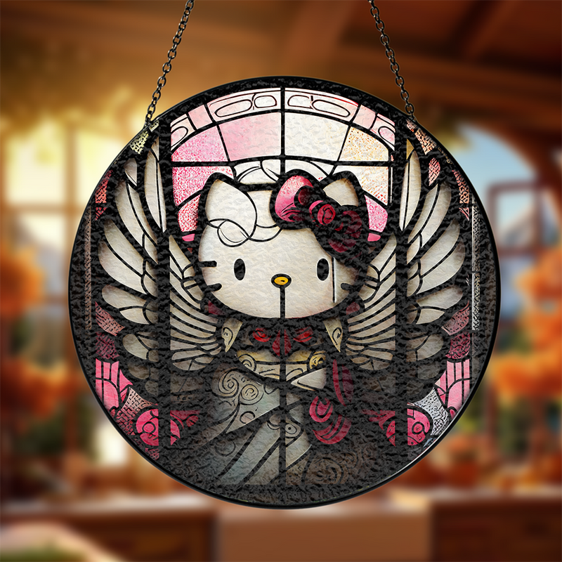 Hello Kitty Angle Stained Glass Suncatcher