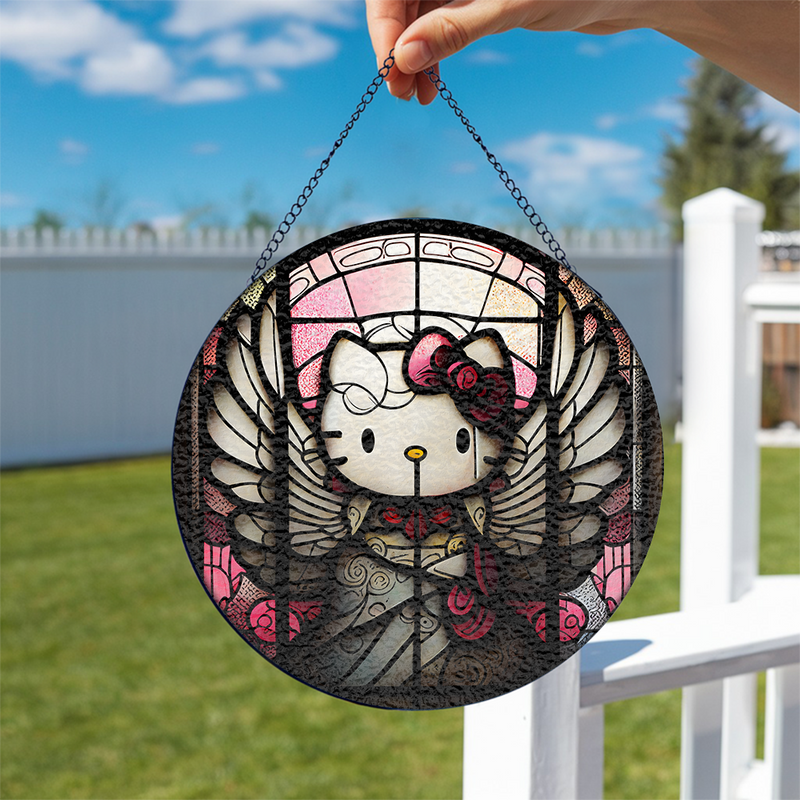 Hello Kitty Angle Stained Glass Suncatcher