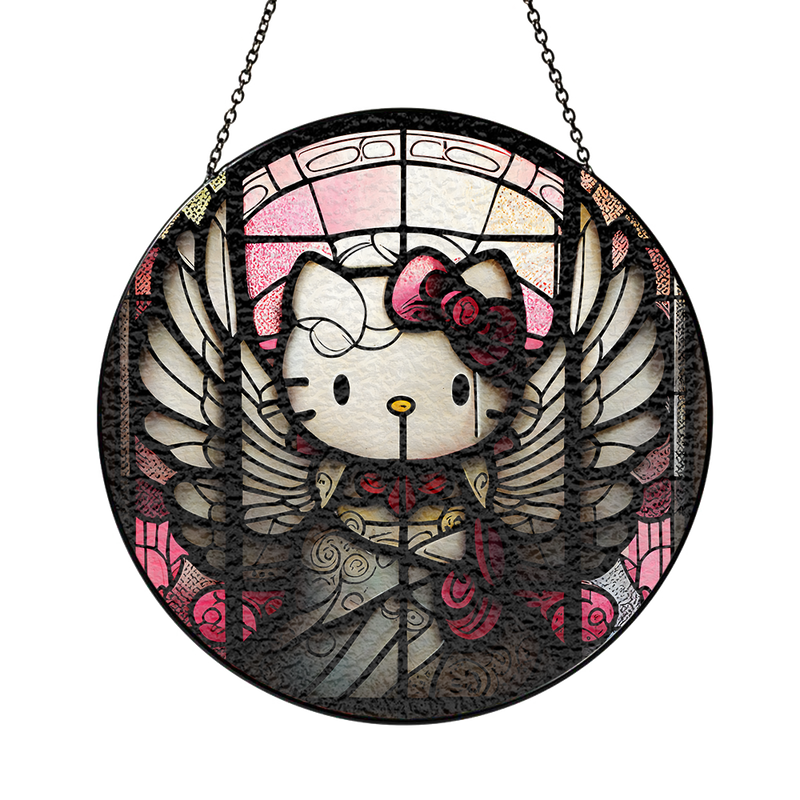 Hello Kitty Angle Stained Glass Suncatcher