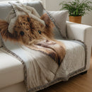 Highland Cow Wrapped In Towel Woven Throw Blanket