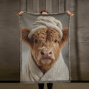 Highland Cow Wrapped In Towel Woven Throw Blanket