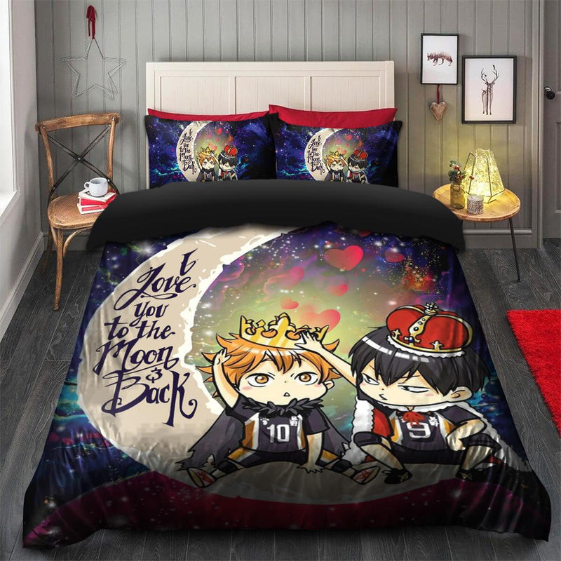 Hinata And Tobio Haikyuu Love You To The Moon Galaxy Bedding Set Duvet Cover And 2 Pillowcases Nearkii