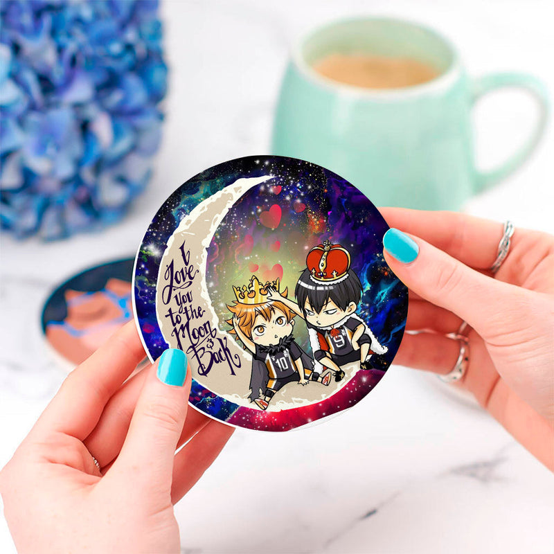 Hinata And Tobio Haikyuu Love You To The Moon Galaxy Ceramic Decor Coaster - Gift Idea