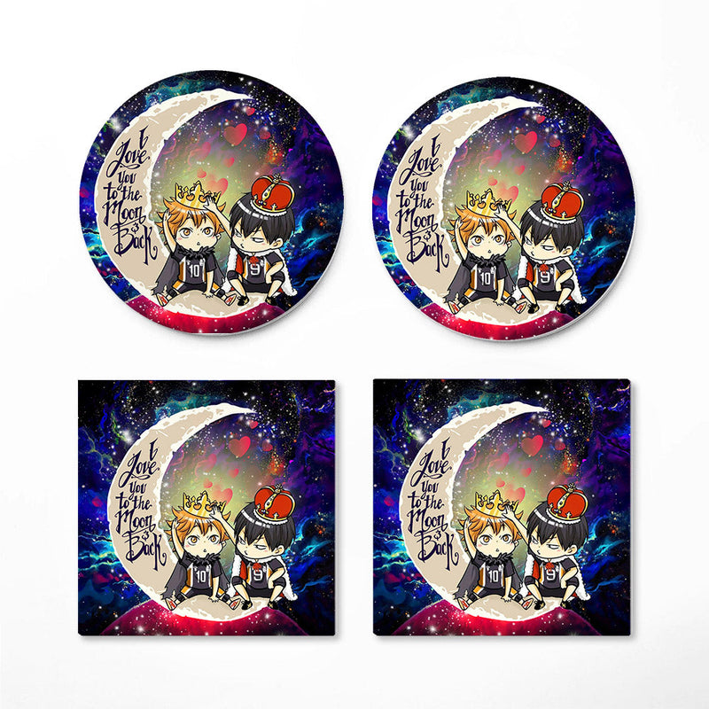 Hinata And Tobio Haikyuu Love You To The Moon Galaxy Ceramic Decor Coaster - Gift Idea