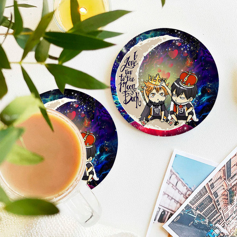 Hinata And Tobio Haikyuu Love You To The Moon Galaxy Ceramic Decor Coaster - Gift Idea