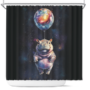 Hippo Watercolor Star Night Shower Curtain