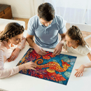 Seahorse Coral Stained Glass Jigsaw Puzzle