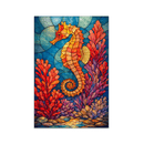 Seahorse Coral Stained Glass Jigsaw Puzzle